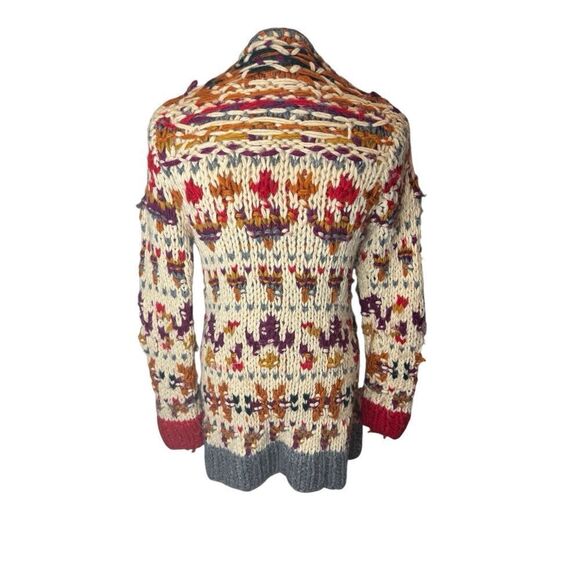 RARE Anthropologie Sleeping on Snow Neo Fair-isle Button Cardigan Sweater Small - Picture 3 of 5